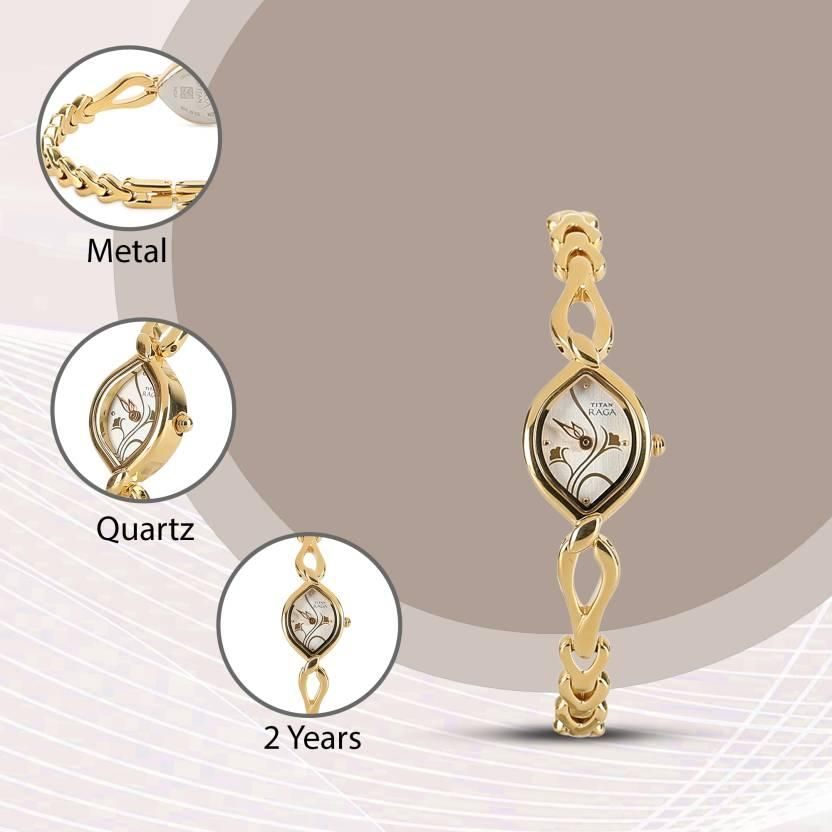 Titan Raga Women’s Analog Watch – Elegant Gold Bracelet Design