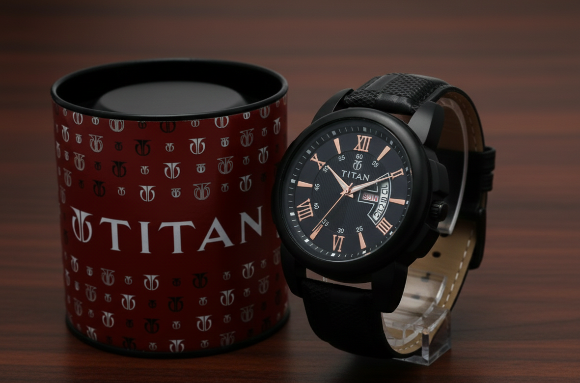 Titan Mens Analog Watch Front View Premium Design