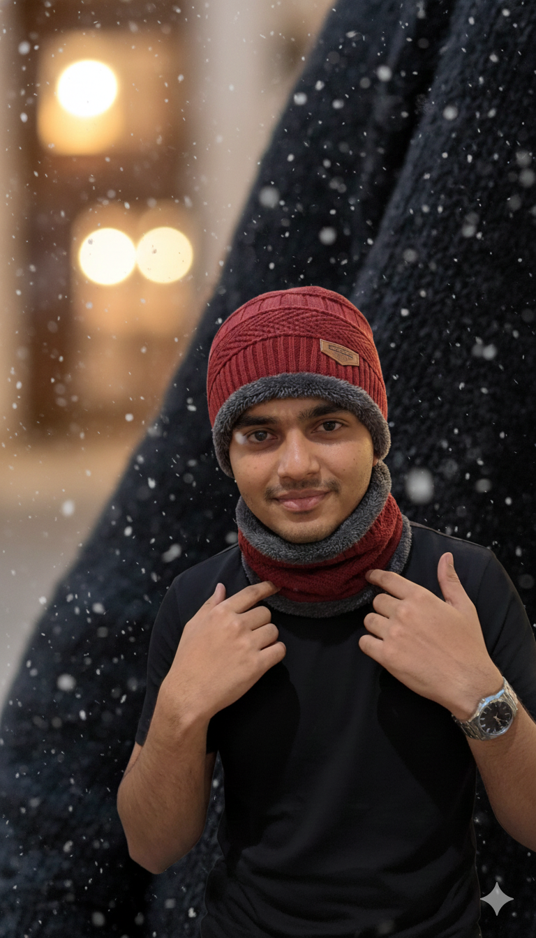 Winter woolen cap with face cover for men & women – warm and windproof